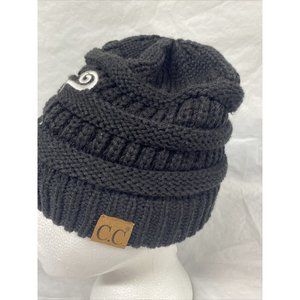 Girlie Girl Originals C.C. Knit Beanie Hat Black “T” Monogram Monogrammed Knitte
